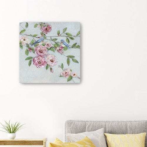 Small Pretty Pink Blooms Canvas Wall Art - Homeroots - Flyclothing LLC