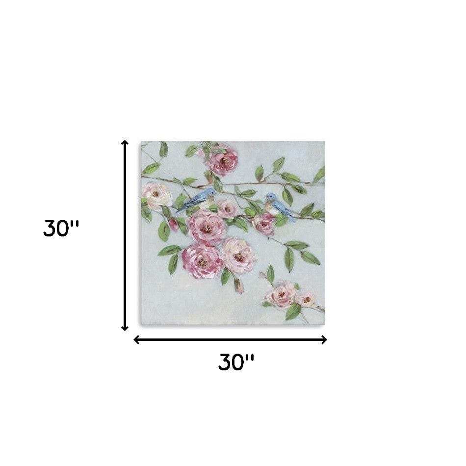 Small Pretty Pink Blooms Canvas Wall Art - Homeroots - Flyclothing LLC