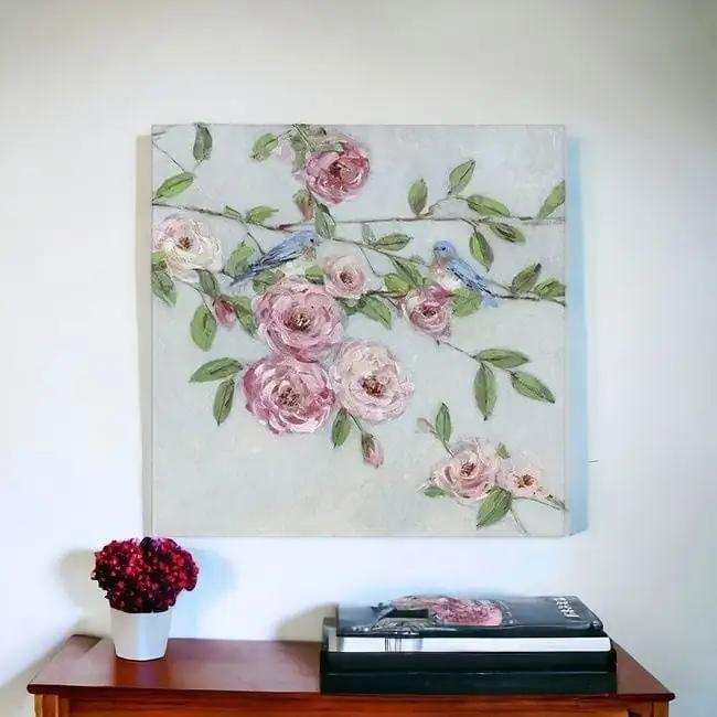 Small Pretty Pink Blooms Canvas Wall Art - Homeroots - Flyclothing LLC