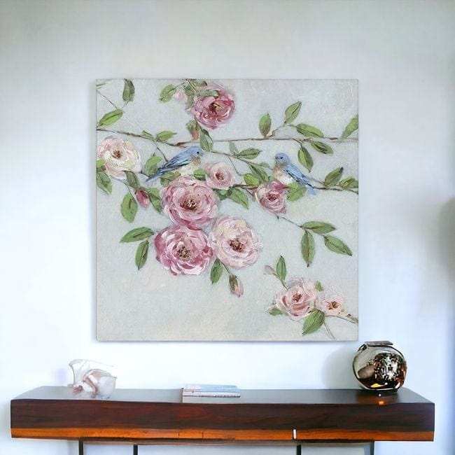 Large Pretty Pink Blooms Canvas Wall Art - Homeroots - Flyclothing LLC