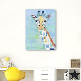 24" x 18" Pastel Patchwork Giraffe Canvas Wall Art - Homeroots