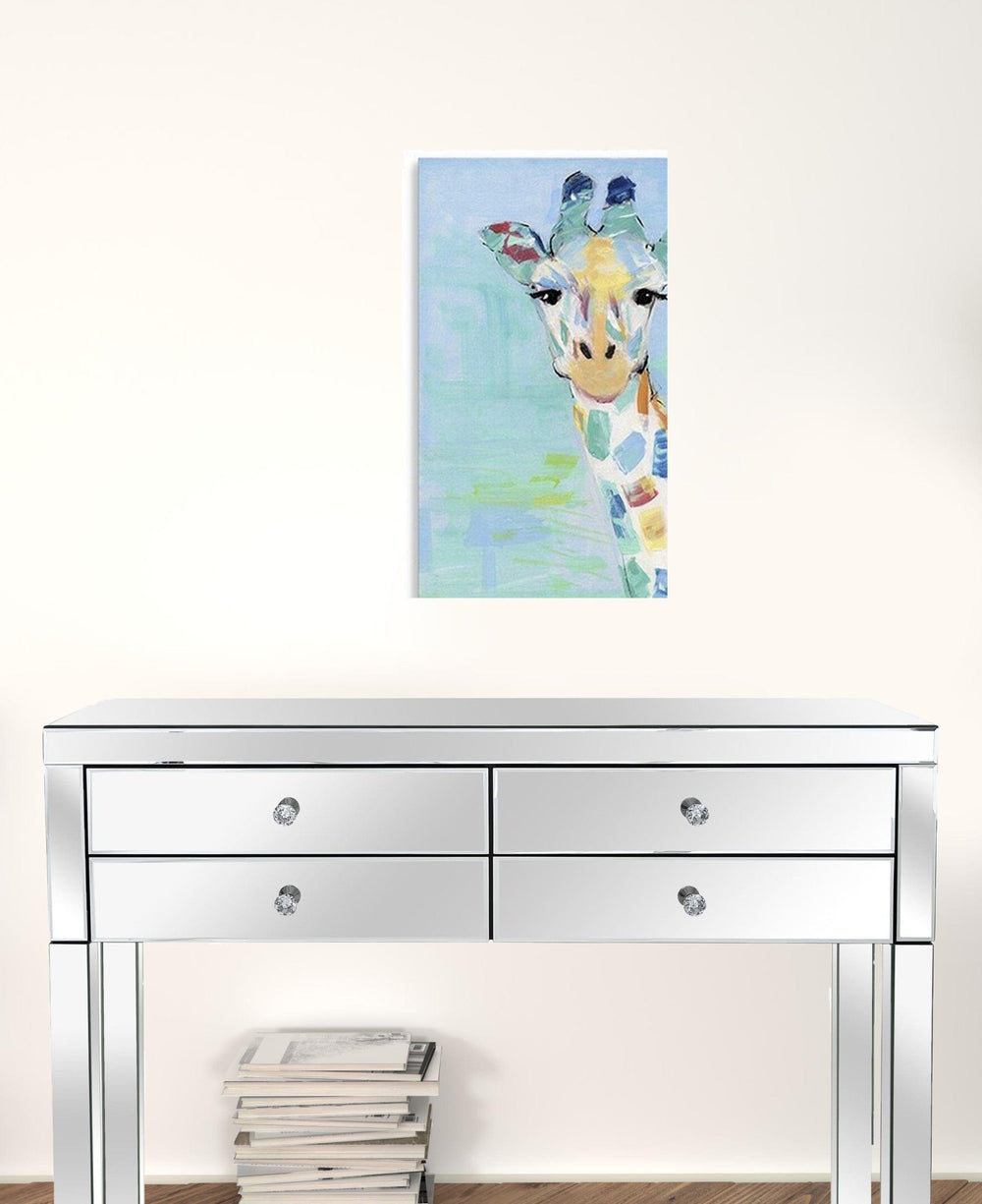 24" x 18" Pastel Patchwork Giraffe Canvas Wall Art - Homeroots