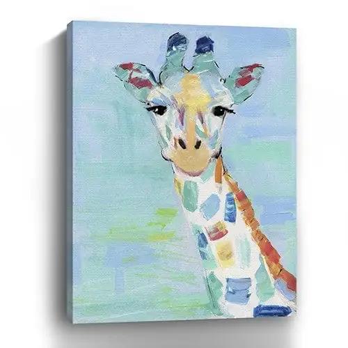 32" x 24" Pastel Patchwork Giraffe Canvas Wall Art - Homeroots