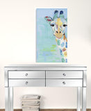 32" x 24" Pastel Patchwork Giraffe Canvas Wall Art - Homeroots
