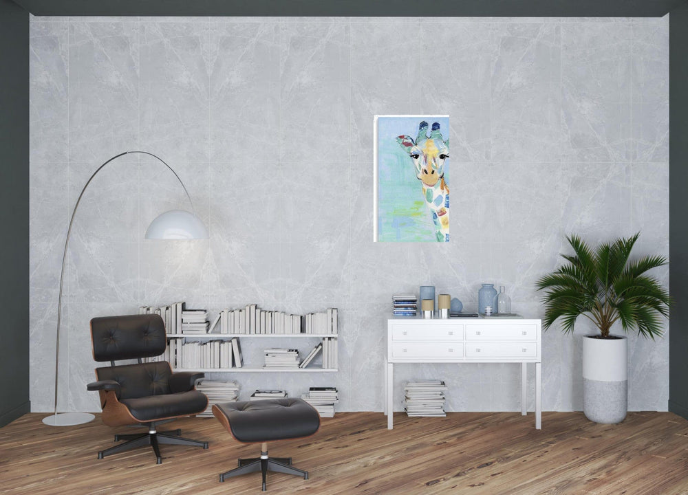 40" x 30" Pastel Patchwork Giraffe Canvas Wall Art - Homeroots