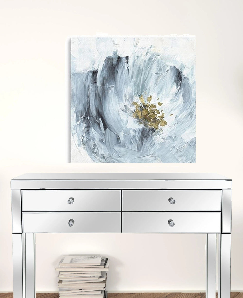 30" x 30" Watercolor Abstract Gray Blue Flower Canvas Wall Art - Homeroots - Flyclothing LLC