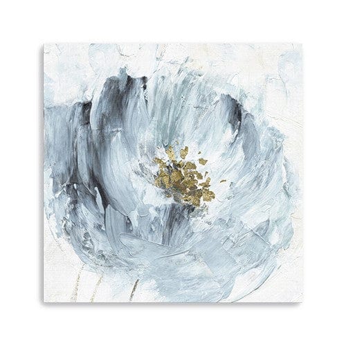 40" x 40" Watercolor Abstract Gray Blue Flower Canvas Wall Art - Homeroots