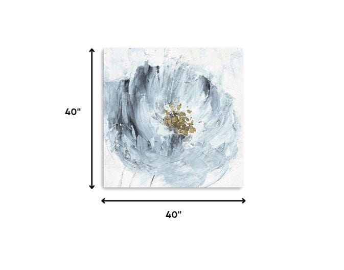 40" x 40" Watercolor Abstract Gray Blue Flower Canvas Wall Art - Homeroots - Flyclothing LLC