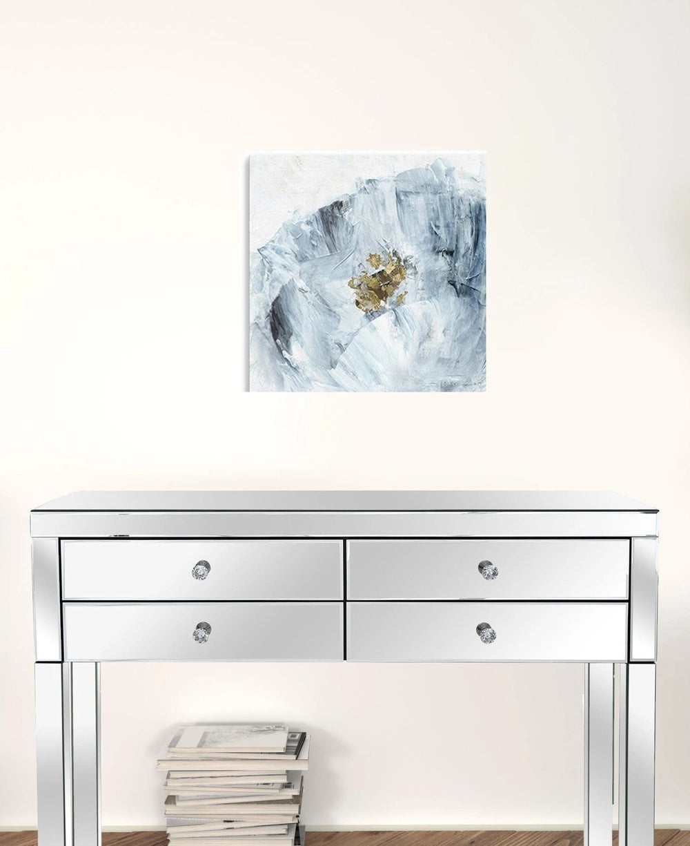 20" x 20" Watercolor Abstract Gray Blue Flower II Canvas Wall Art - Homeroots - Flyclothing LLC