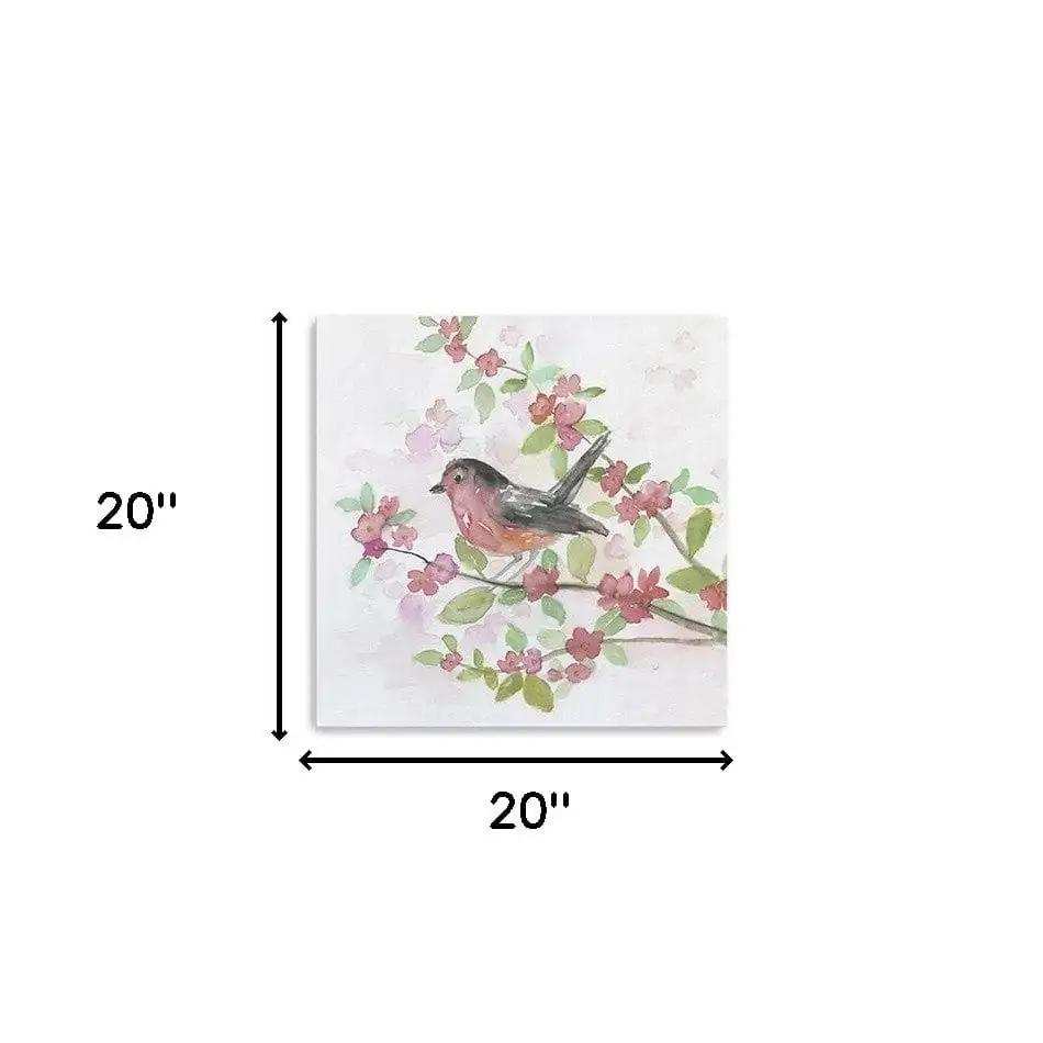 Flower And Bird Unframed Print Wall Art - Homeroots - Flyclothing LLC