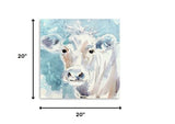 20" x 20" Blue Pastel Watercolor Cow Unframed Canvas Wall Art - Homeroots - Flyclothing LLC
