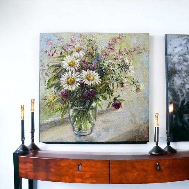 Pretty Vase Of Flowers Unframed Print Wall Art - Homeroots - Flyclothing LLC