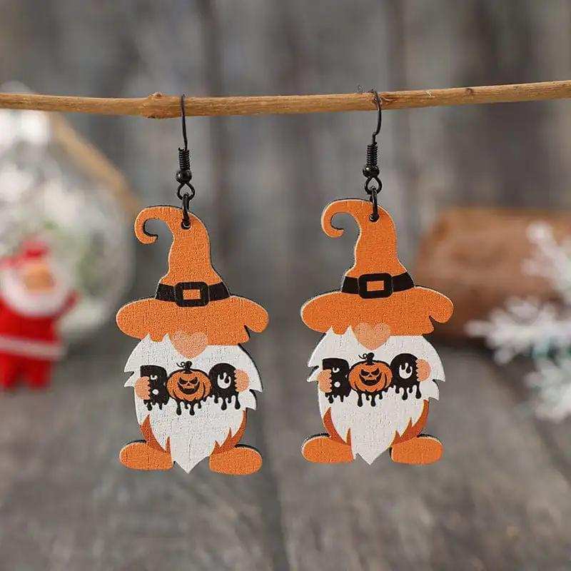 Wooden Dwarfs Pumpkin Dangle Earrings - Trendsi - Flyclothing LLC
