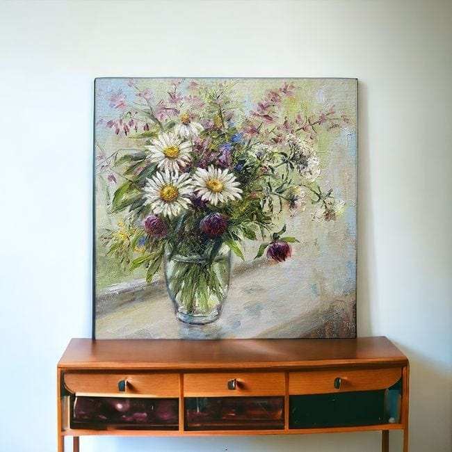 Pretty Vase Of Flowers Unframed Print Wall Art - Homeroots - Flyclothing LLC