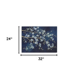 24" x 32" Navy Blue Watercolor Midnight Bird Rendezvous Canvas Wall Art - Homeroots - Flyclothing LLC