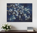 24" x 32" Navy Blue Watercolor Midnight Bird Rendezvous Canvas Wall Art - Homeroots - Flyclothing LLC