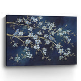 18" x 24" Navy Blue Watercolor Midnight Bird Rendezvous Canvas Wall Art - Homeroots - Flyclothing LLC