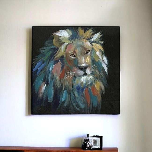 Painted Lion Portrait Unframed Print Wall Art - Homeroots - Flyclothing LLC