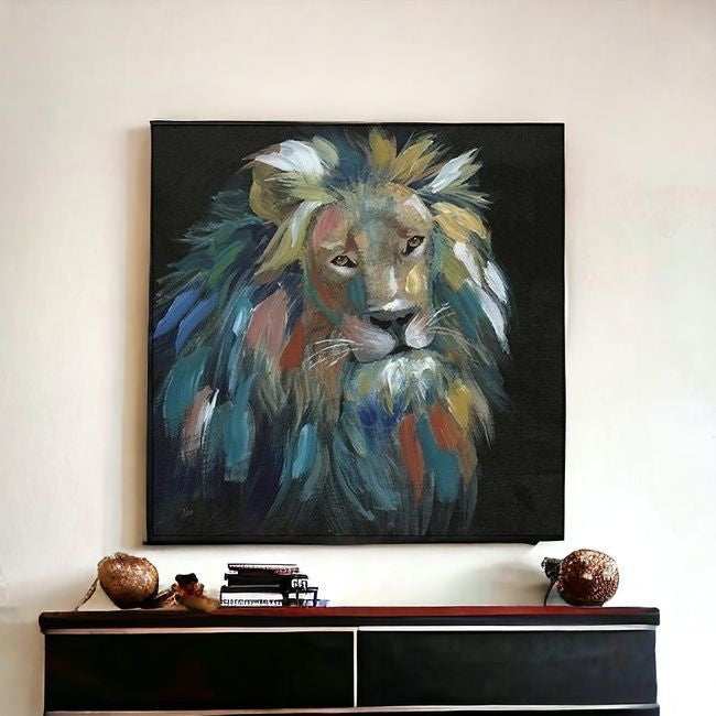 Painted Lion Portrait Unframed Print Wall Art - Homeroots - Flyclothing LLC