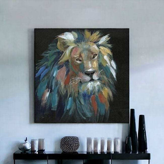 Painted Lion Portrait Unframed Print Wall Art - Homeroots - Flyclothing LLC