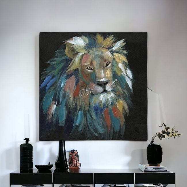 Painted Lion Portrait Unframed Print Wall Art - Homeroots - Flyclothing LLC