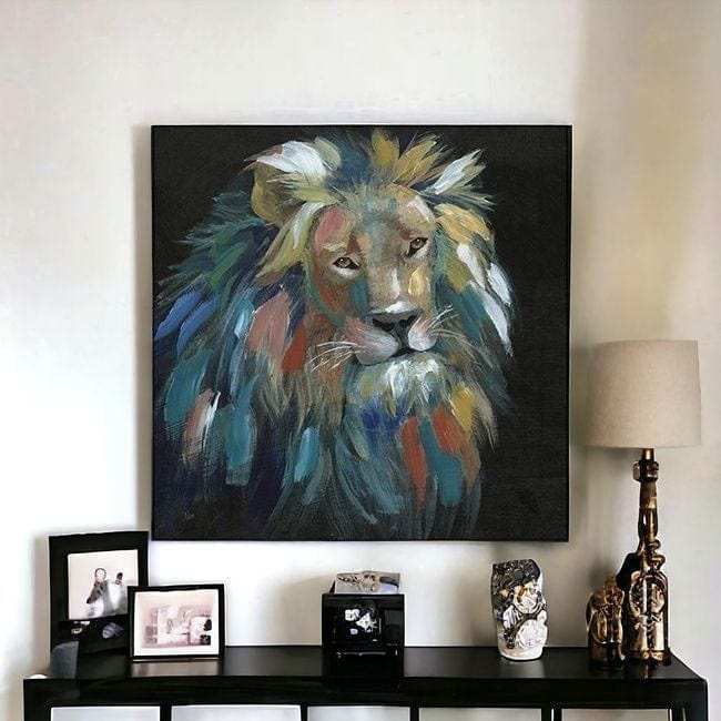 Painted Lion Portrait Unframed Print Wall Art - Homeroots - Flyclothing LLC