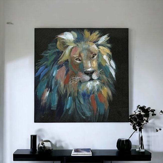 Painted Lion Portrait Unframed Print Wall Art - Homeroots - Flyclothing LLC