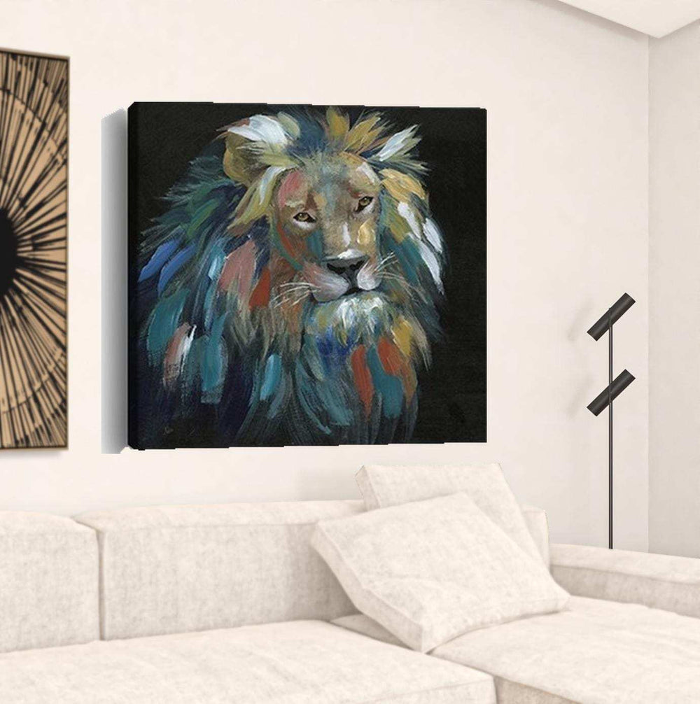Painted Lion Portrait Unframed Print Wall Art - Homeroots - Flyclothing LLC