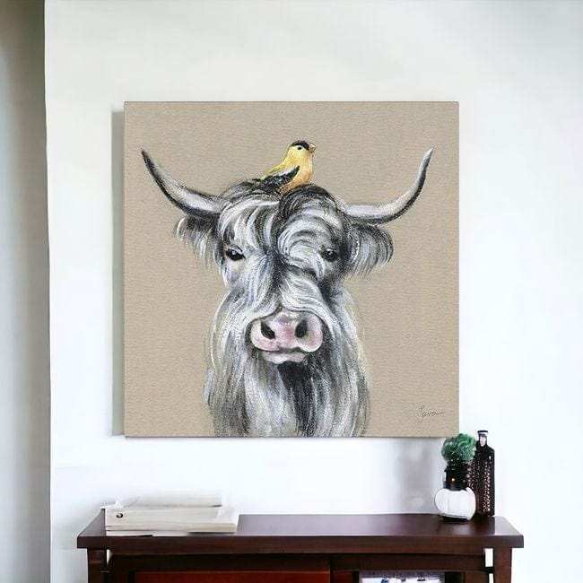 Cute Highland Cow Unframed Print Wall Art - Homeroots - Flyclothing LLC