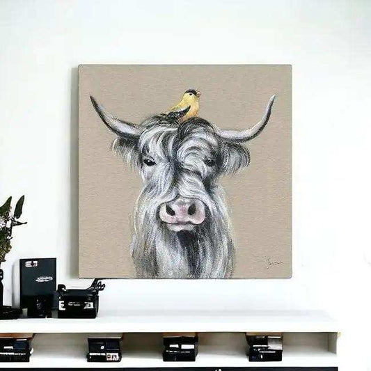 Cute Highland Cow Unframed Print Wall Art - Homeroots - Flyclothing LLC