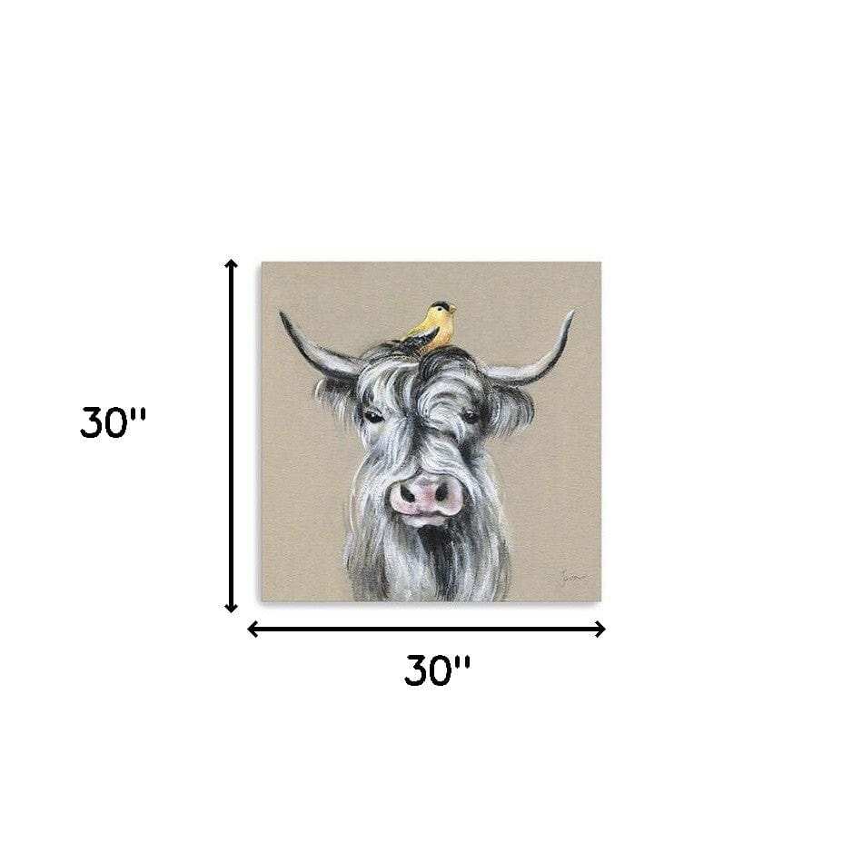 Cute Highland Cow Unframed Print Wall Art - Homeroots - Flyclothing LLC