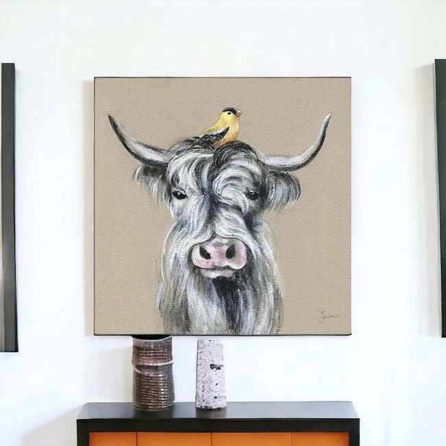Cute Highland Cow Unframed Print Wall Art - Homeroots - Flyclothing LLC