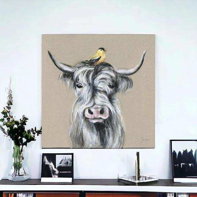 Cute Highland Cow Unframed Print Wall Art - Homeroots - Flyclothing LLC