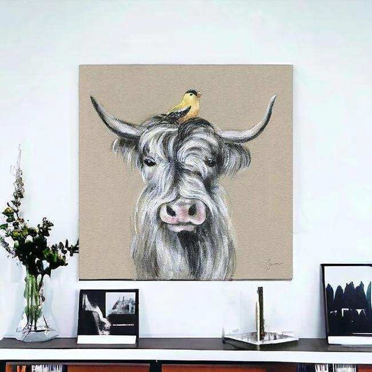 Cute Highland Cow Unframed Print Wall Art - Homeroots - Flyclothing LLC