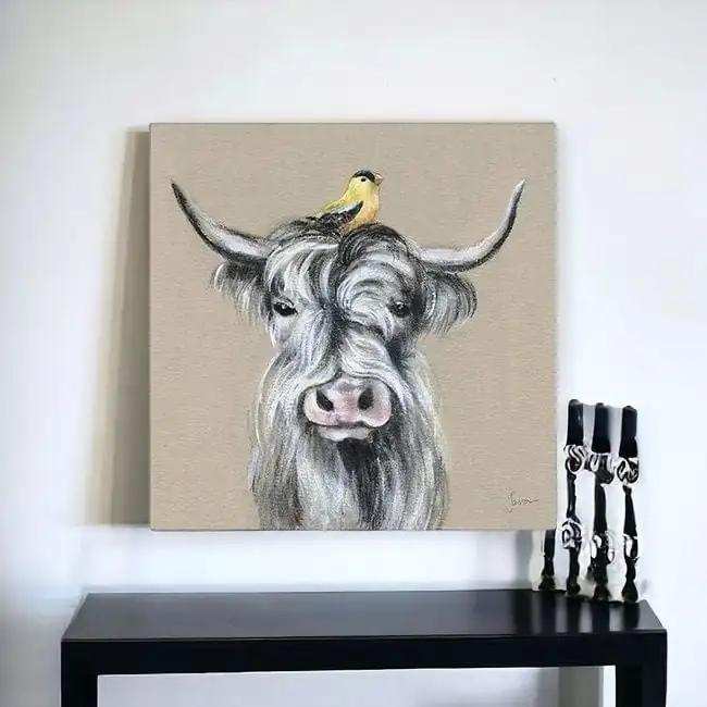 Cute Highland Cow Unframed Print Wall Art - Homeroots - Flyclothing LLC