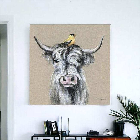 Cute Highland Cow Unframed Print Wall Art - Homeroots - Flyclothing LLC