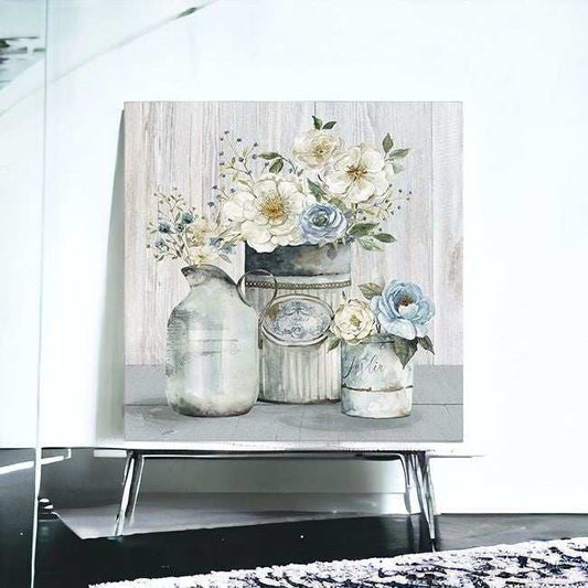 Rustic Grey Flowers Unframed Print Wall Art - Homeroots - Flyclothing LLC