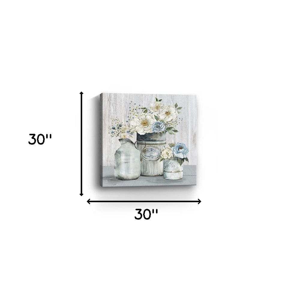 Rustic Grey Flowers Unframed Print Wall Art - Homeroots - Flyclothing LLC