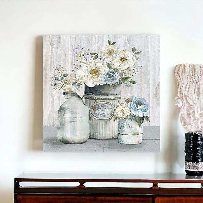Rustic Grey Flowers Unframed Print Wall Art - Homeroots - Flyclothing LLC