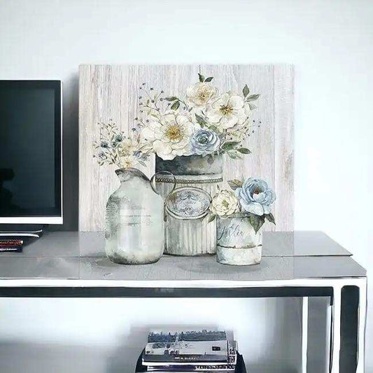 Rustic Grey Flowers Unframed Print Wall Art - Homeroots - Flyclothing LLC