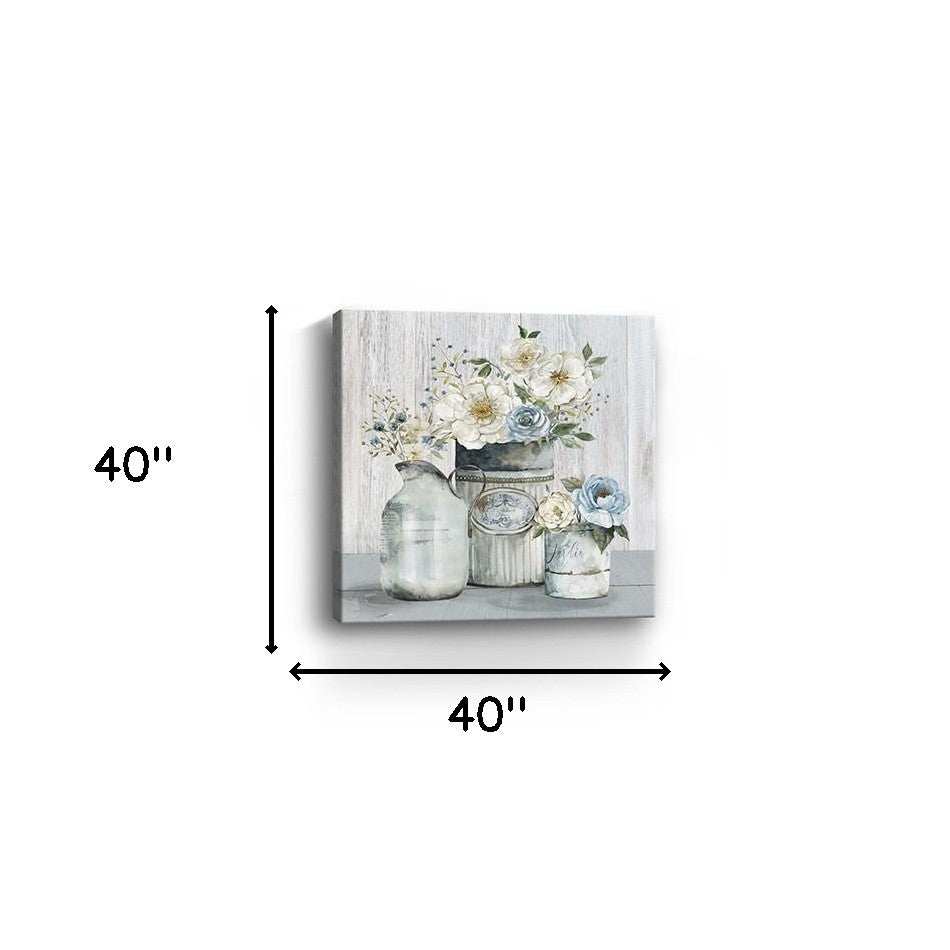 Rustic Grey Flowers Unframed Print Wall Art - Homeroots - Flyclothing LLC