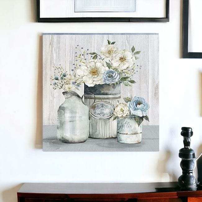 Rustic Grey Flowers Unframed Print Wall Art - Homeroots - Flyclothing LLC
