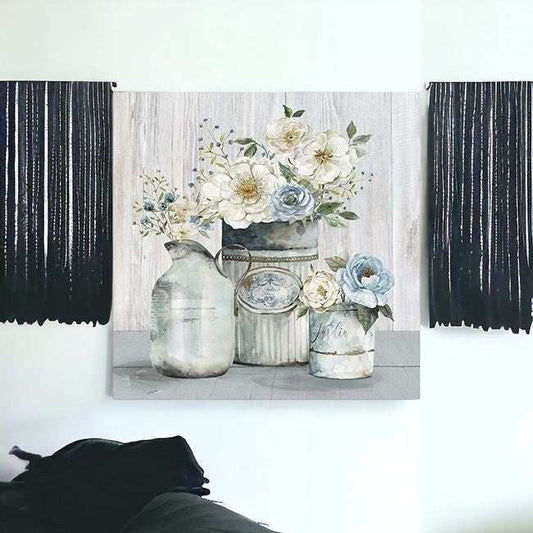 Rustic Grey Flowers Unframed Print Wall Art - Homeroots - Flyclothing LLC