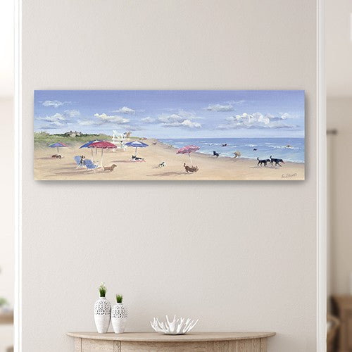 60" x 20" Dogs Rule the Beach Canvas Wall Art - Homeroots - Flyclothing LLC