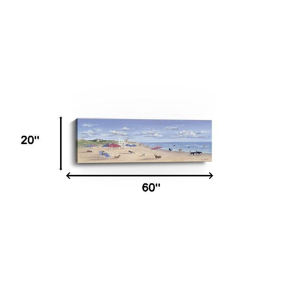 60" x 20" Dogs Rule the Beach Canvas Wall Art - Homeroots - Flyclothing LLC