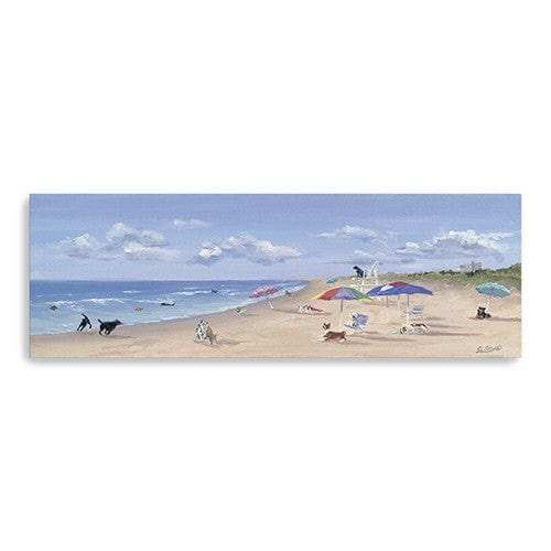 Small Dogs Playing at the Beach Canvas Wall Art - Homeroots - Flyclothing LLC