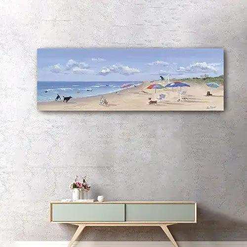 Small Dogs Playing at the Beach Canvas Wall Art - Homeroots - Flyclothing LLC