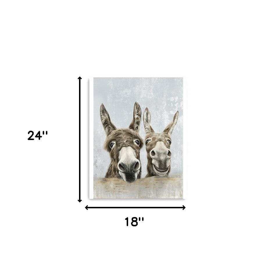 Cute Donkeys Canvas Unframed Print Wall Art - Homeroots - Flyclothing LLC