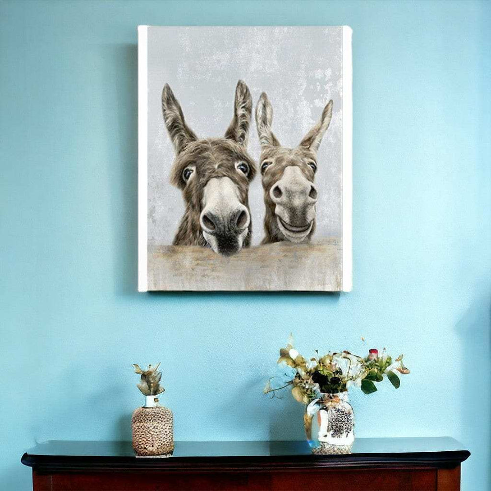 Cute Donkeys Canvas Unframed Print Wall Art - Homeroots - Flyclothing LLC