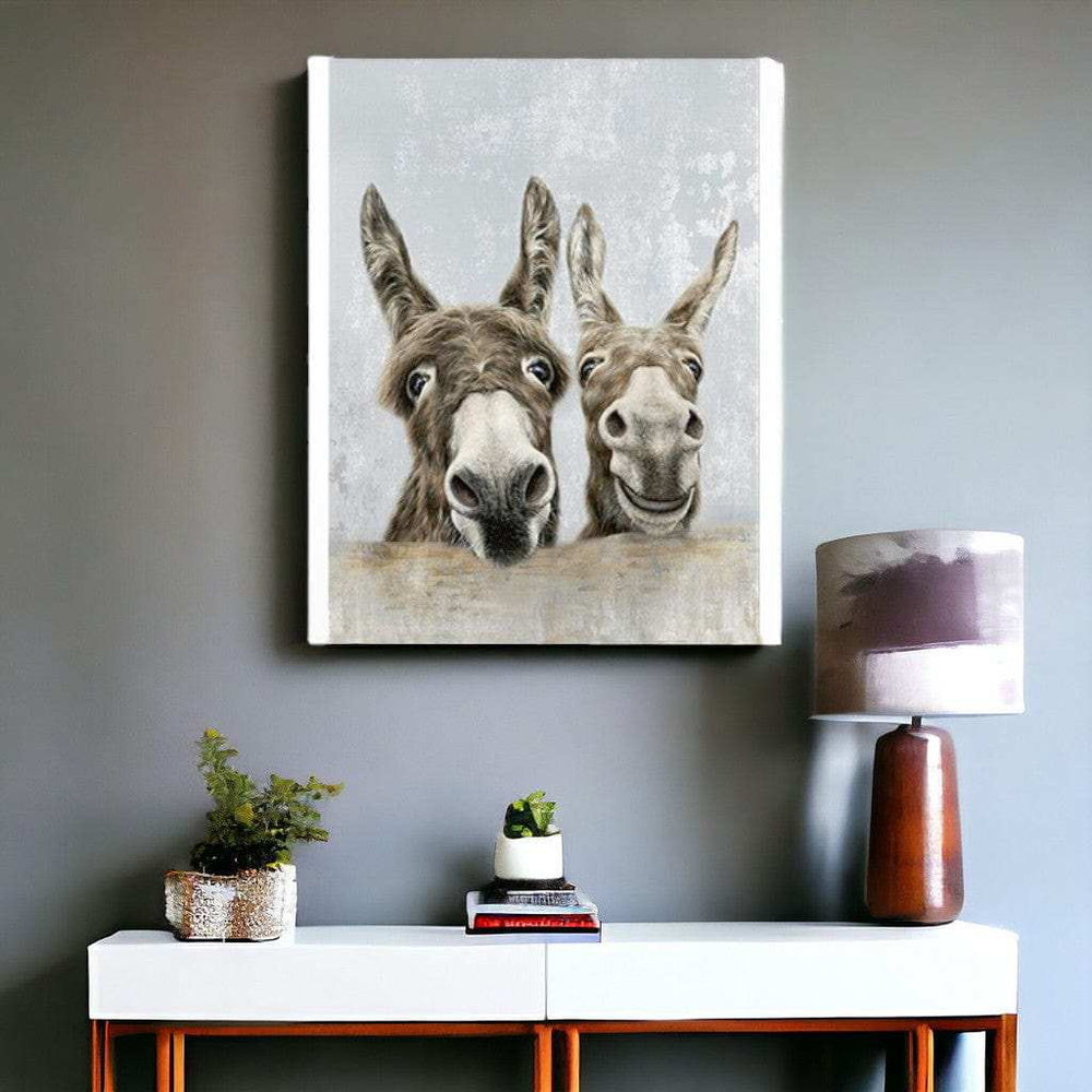 Cute Donkeys Canvas Unframed Print Wall Art - Homeroots - Flyclothing LLC